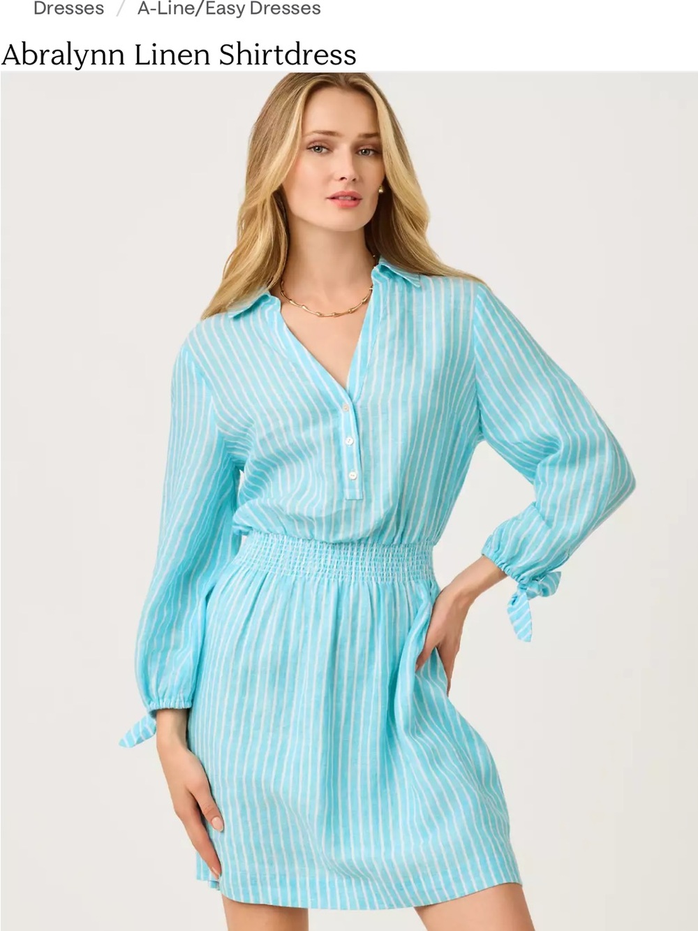 Lilly Pulitzer Abralynn Linen Shirtdress in Aqua Stripe